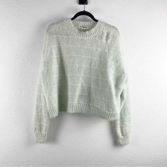 Acne Studios Kassidy Striped Crew Neck Sweater in Pale Green Large - Picture 3 of 9